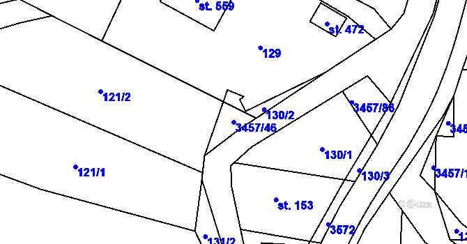 Parcela st. 3457/46 v KÚ Lačnov, Katastrální mapa