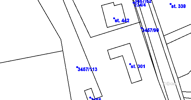 Parcela st. 3457/51 v KÚ Lačnov, Katastrální mapa