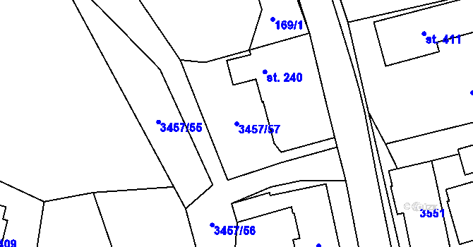 Parcela st. 3457/57 v KÚ Lačnov, Katastrální mapa