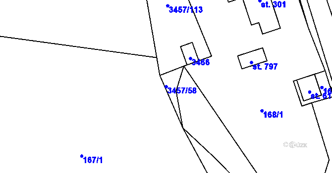 Parcela st. 3457/58 v KÚ Lačnov, Katastrální mapa