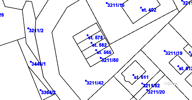 Parcela st. 565 v KÚ Lačnov, Katastrální mapa