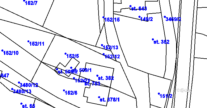 Parcela st. 152/12 v KÚ Lačnov, Katastrální mapa