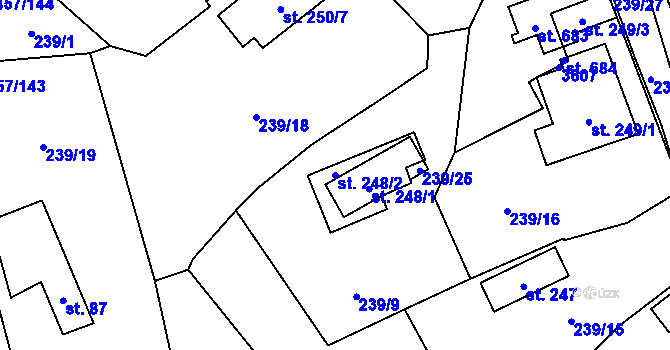 Parcela st. 248/2 v KÚ Lačnov, Katastrální mapa