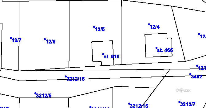Parcela st. 610 v KÚ Lačnov, Katastrální mapa