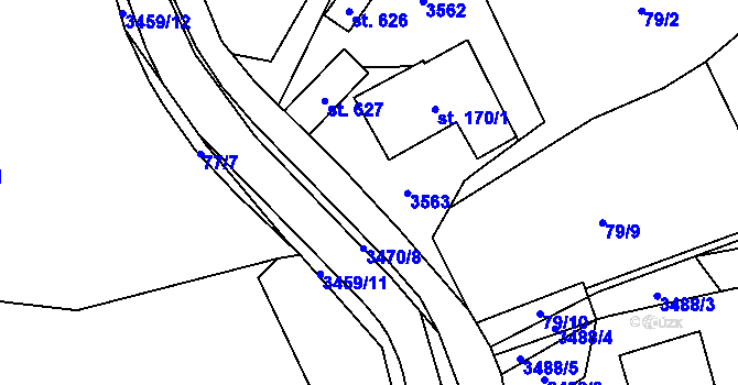 Parcela st. 83/7 v KÚ Lačnov, Katastrální mapa