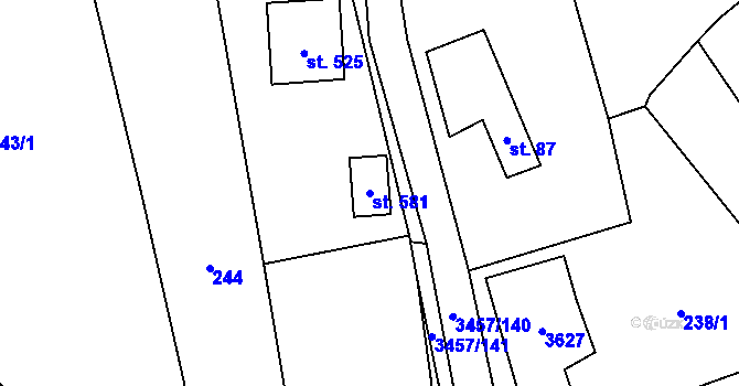 Parcela st. 581 v KÚ Lačnov, Katastrální mapa