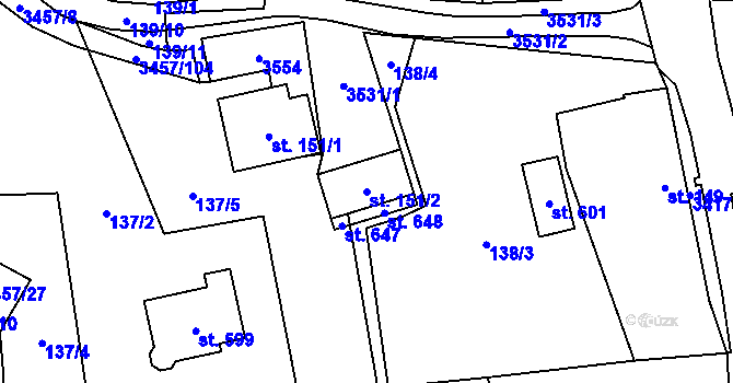 Parcela st. 151/2 v KÚ Lačnov, Katastrální mapa