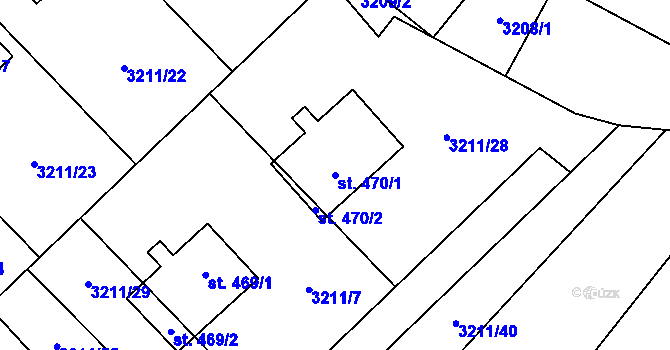 Parcela st. 470/1 v KÚ Lačnov, Katastrální mapa