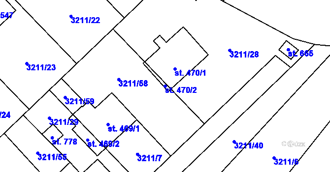 Parcela st. 470/2 v KÚ Lačnov, Katastrální mapa