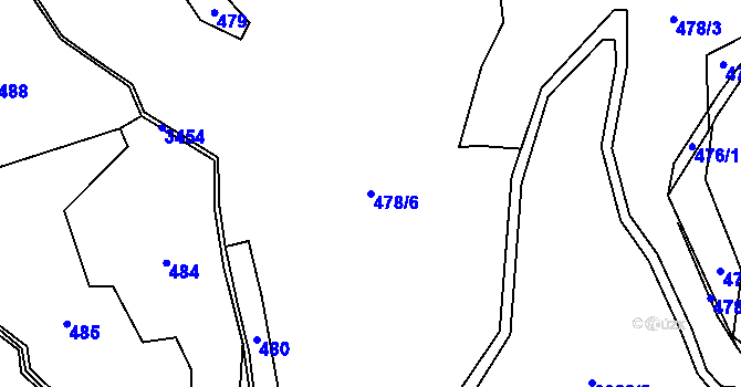 Parcela st. 478/6 v KÚ Lačnov, Katastrální mapa