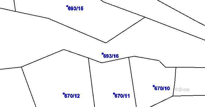 Parcela st. 693/16 v KÚ Lačnov, Katastrální mapa