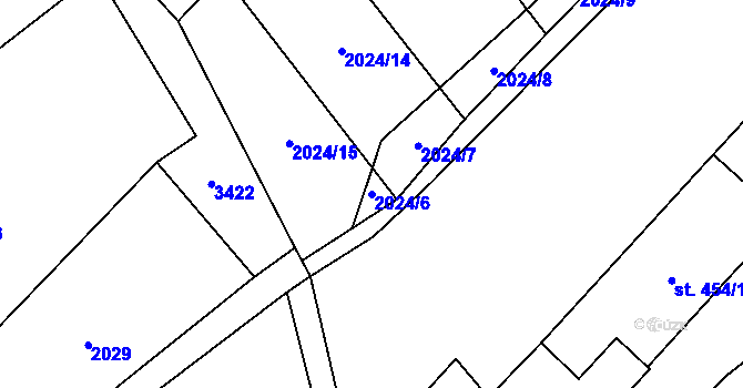 Parcela st. 2024/6 v KÚ Lačnov, Katastrální mapa
