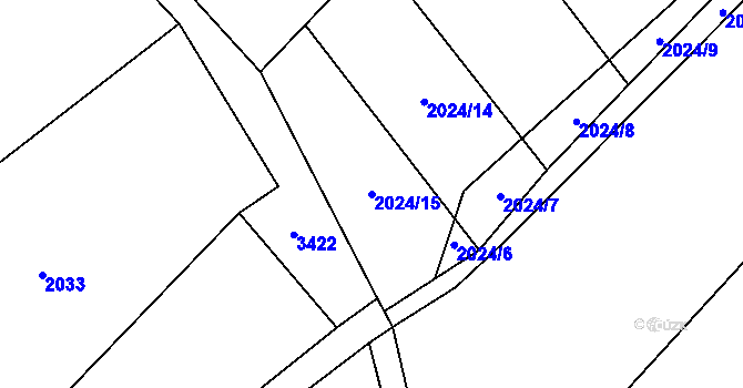 Parcela st. 2024/15 v KÚ Lačnov, Katastrální mapa