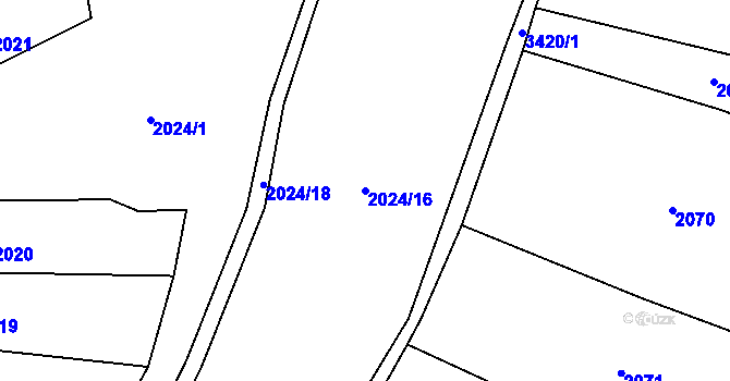 Parcela st. 2024/16 v KÚ Lačnov, Katastrální mapa