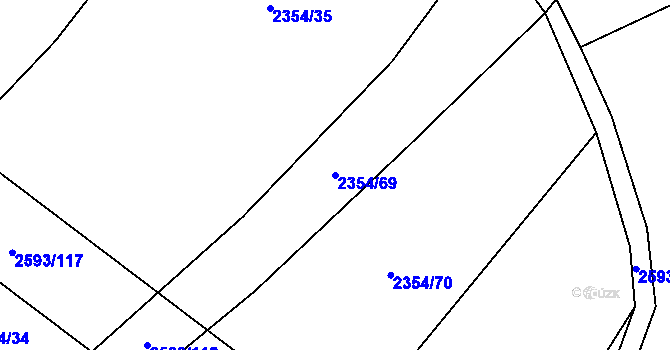 Parcela st. 2354/69 v KÚ Lačnov, Katastrální mapa