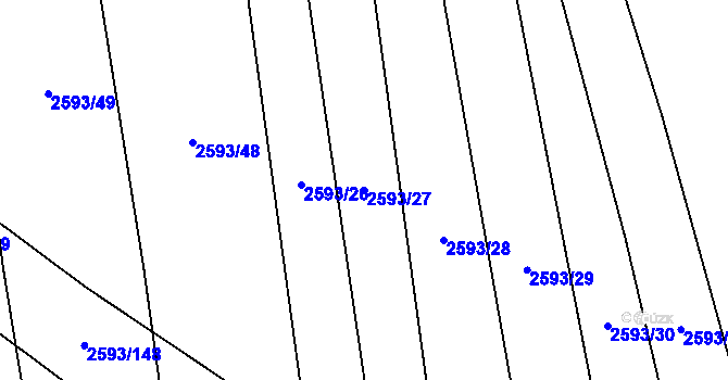 Parcela st. 2593/27 v KÚ Lačnov, Katastrální mapa