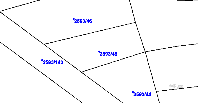 Parcela st. 2593/45 v KÚ Lačnov, Katastrální mapa