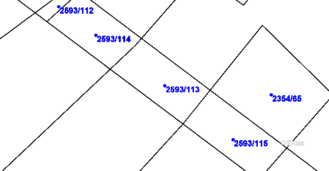 Parcela st. 2593/113 v KÚ Lačnov, Katastrální mapa