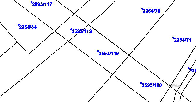 Parcela st. 2593/119 v KÚ Lačnov, Katastrální mapa