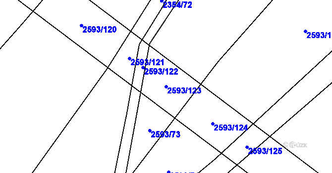 Parcela st. 2593/123 v KÚ Lačnov, Katastrální mapa
