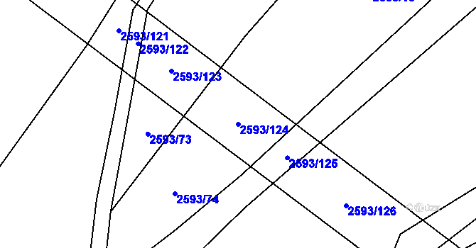 Parcela st. 2593/124 v KÚ Lačnov, Katastrální mapa