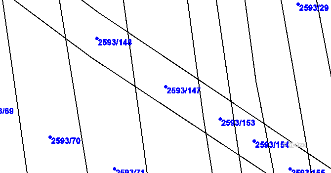 Parcela st. 2593/147 v KÚ Lačnov, Katastrální mapa