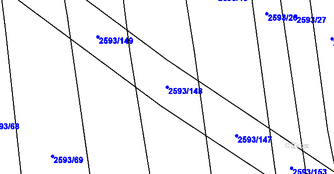 Parcela st. 2593/148 v KÚ Lačnov, Katastrální mapa