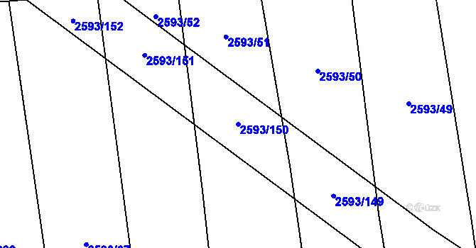 Parcela st. 2593/150 v KÚ Lačnov, Katastrální mapa