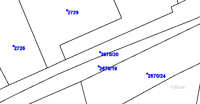 Parcela st. 2670/20 v KÚ Lačnov, Katastrální mapa