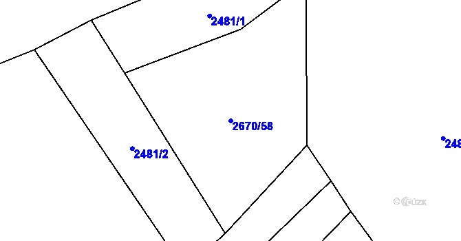 Parcela st. 2670/58 v KÚ Lačnov, Katastrální mapa