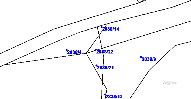 Parcela st. 2838/22 v KÚ Lačnov, Katastrální mapa