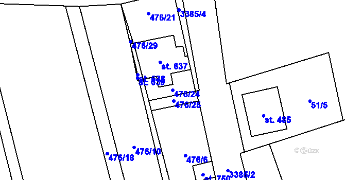 Parcela st. 476/24 v KÚ Lačnov, Katastrální mapa