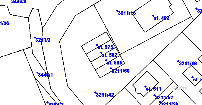 Parcela st. 562 v KÚ Lačnov, Katastrální mapa