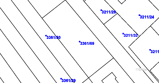 Parcela st. 3361/69 v KÚ Lačnov, Katastrální mapa