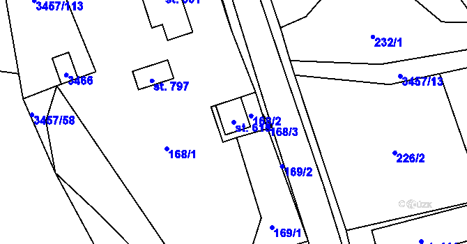Parcela st. 615 v KÚ Lačnov, Katastrální mapa