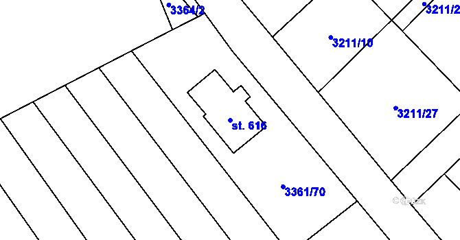 Parcela st. 616 v KÚ Lačnov, Katastrální mapa