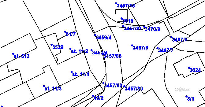 Parcela st. 3457/83 v KÚ Lačnov, Katastrální mapa