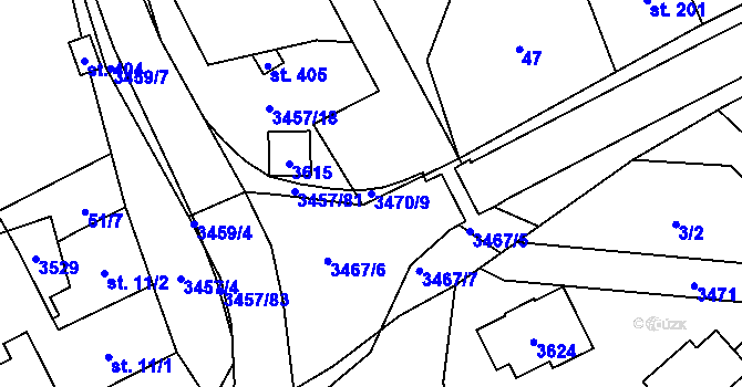 Parcela st. 3470/9 v KÚ Lačnov, Katastrální mapa