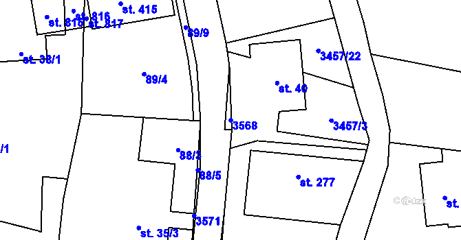 Parcela st. 3568 v KÚ Lačnov, Katastrální mapa