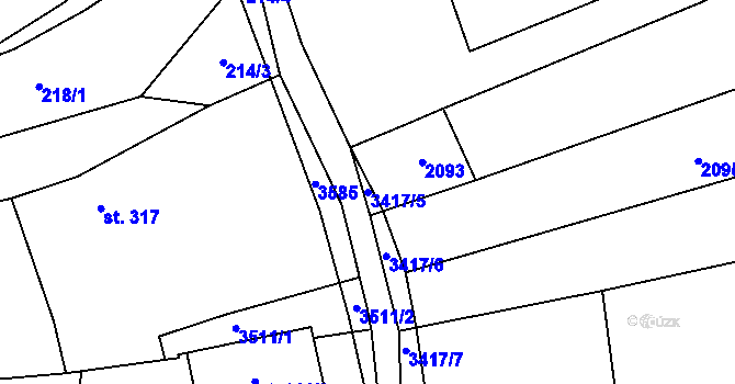 Parcela st. 3417/5 v KÚ Lačnov, Katastrální mapa