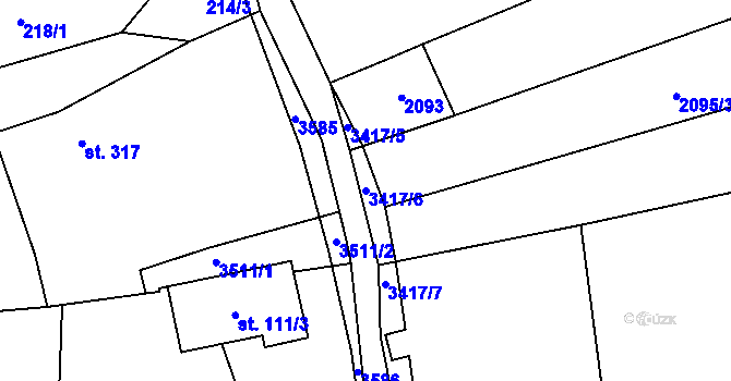 Parcela st. 3417/6 v KÚ Lačnov, Katastrální mapa