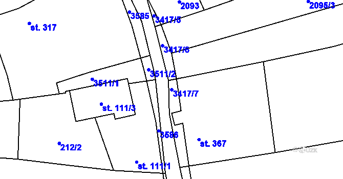 Parcela st. 3417/7 v KÚ Lačnov, Katastrální mapa