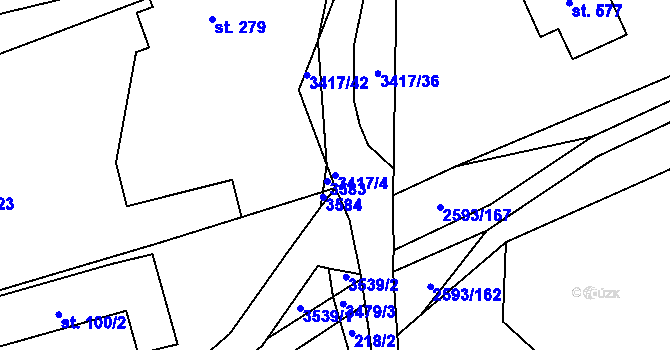 Parcela st. 3417/4 v KÚ Lačnov, Katastrální mapa