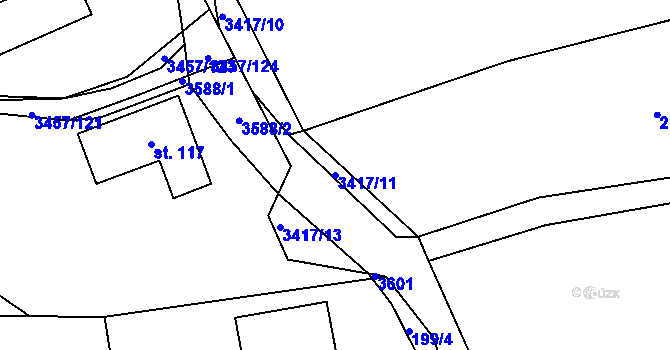 Parcela st. 3417/11 v KÚ Lačnov, Katastrální mapa