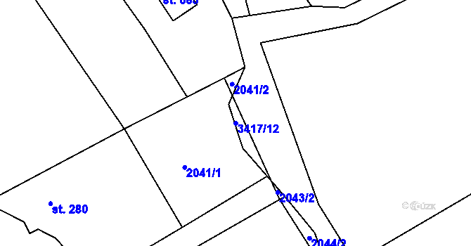 Parcela st. 3417/12 v KÚ Lačnov, Katastrální mapa
