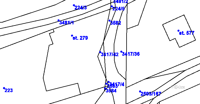 Parcela st. 3417/42 v KÚ Lačnov, Katastrální mapa