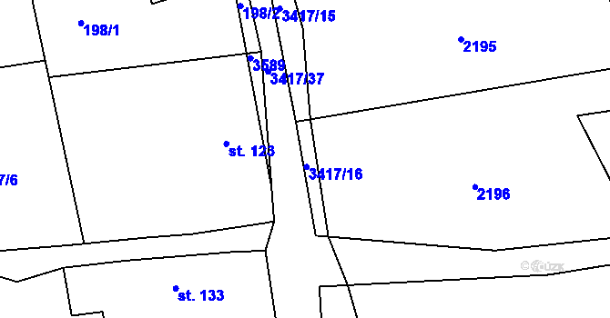 Parcela st. 3417/16 v KÚ Lačnov, Katastrální mapa