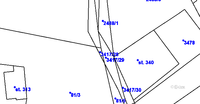 Parcela st. 3417/28 v KÚ Lačnov, Katastrální mapa