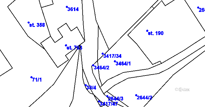 Parcela st. 3417/34 v KÚ Lačnov, Katastrální mapa