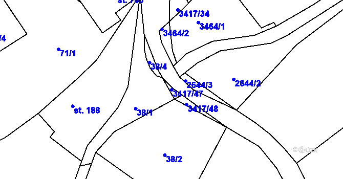 Parcela st. 3417/47 v KÚ Lačnov, Katastrální mapa
